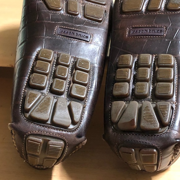 Joseph Bruce Brown Leather Croc Moccasins 10 - Picture 7 of 8
